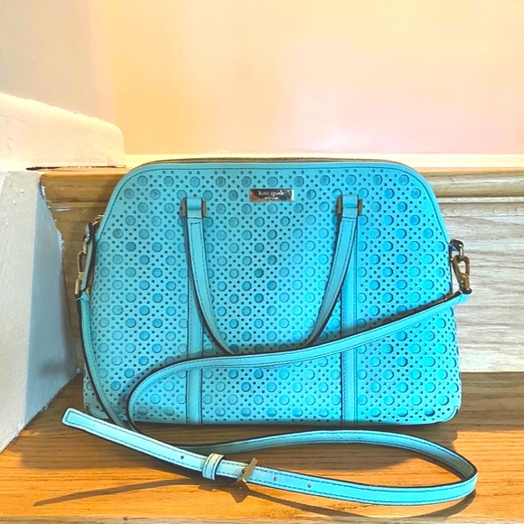 Kate Spade Dome Bag for Spring , Newberry Lane Caning Texture, in “grace blue”. - Picture 4 of 13